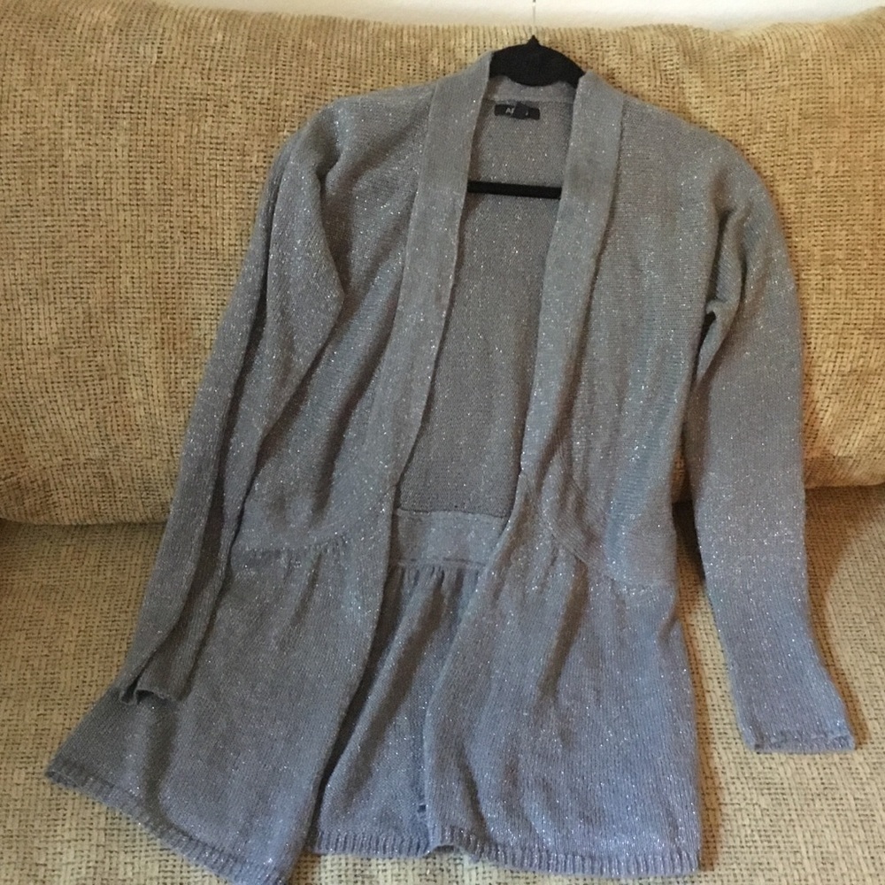 APT 9 Silver Shimmer Cardigan Sweater